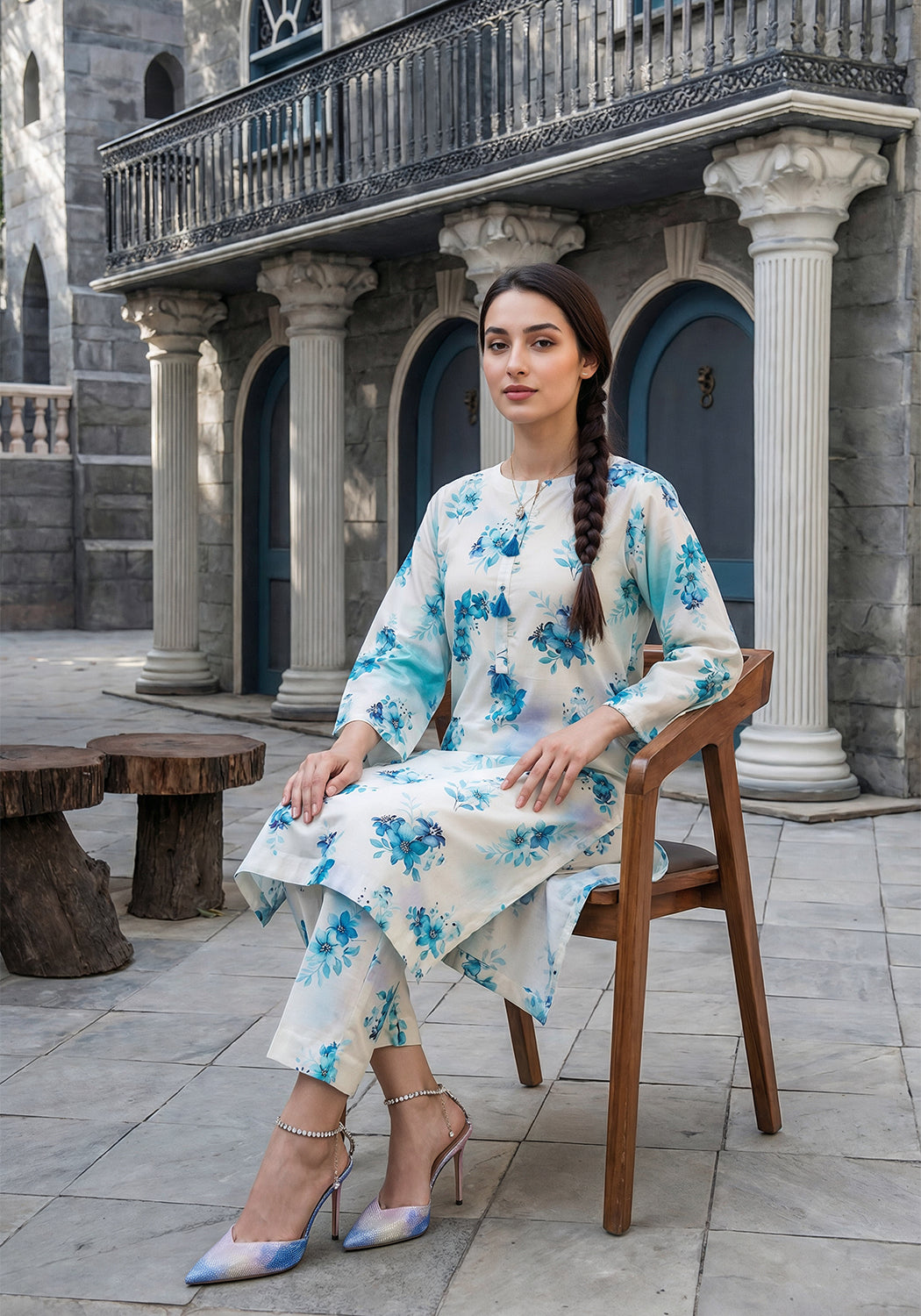 Azure Mist | Stitched 2 PC | Lawn