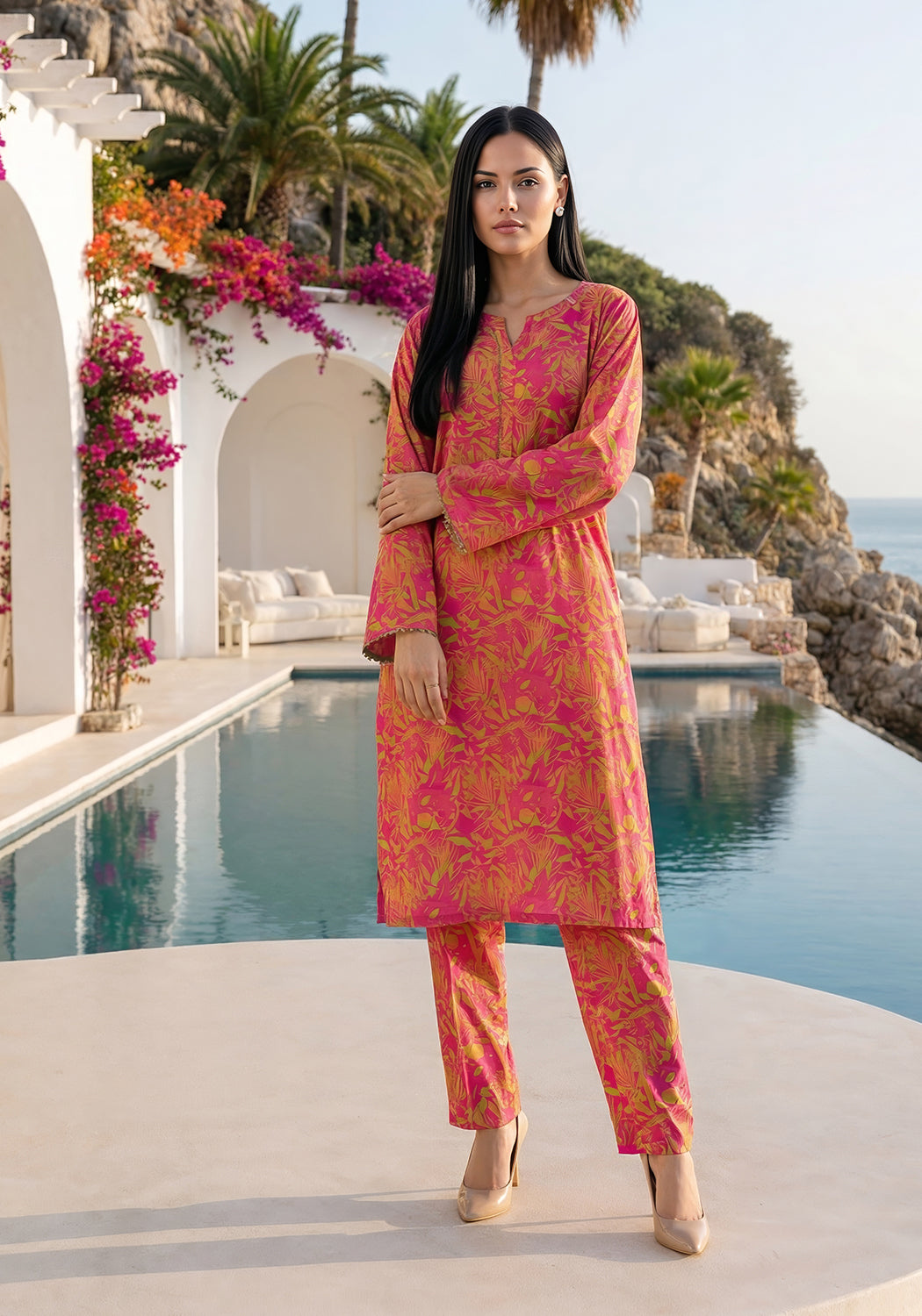 Tropical Sunset | Stitched 2 PC | Lawn