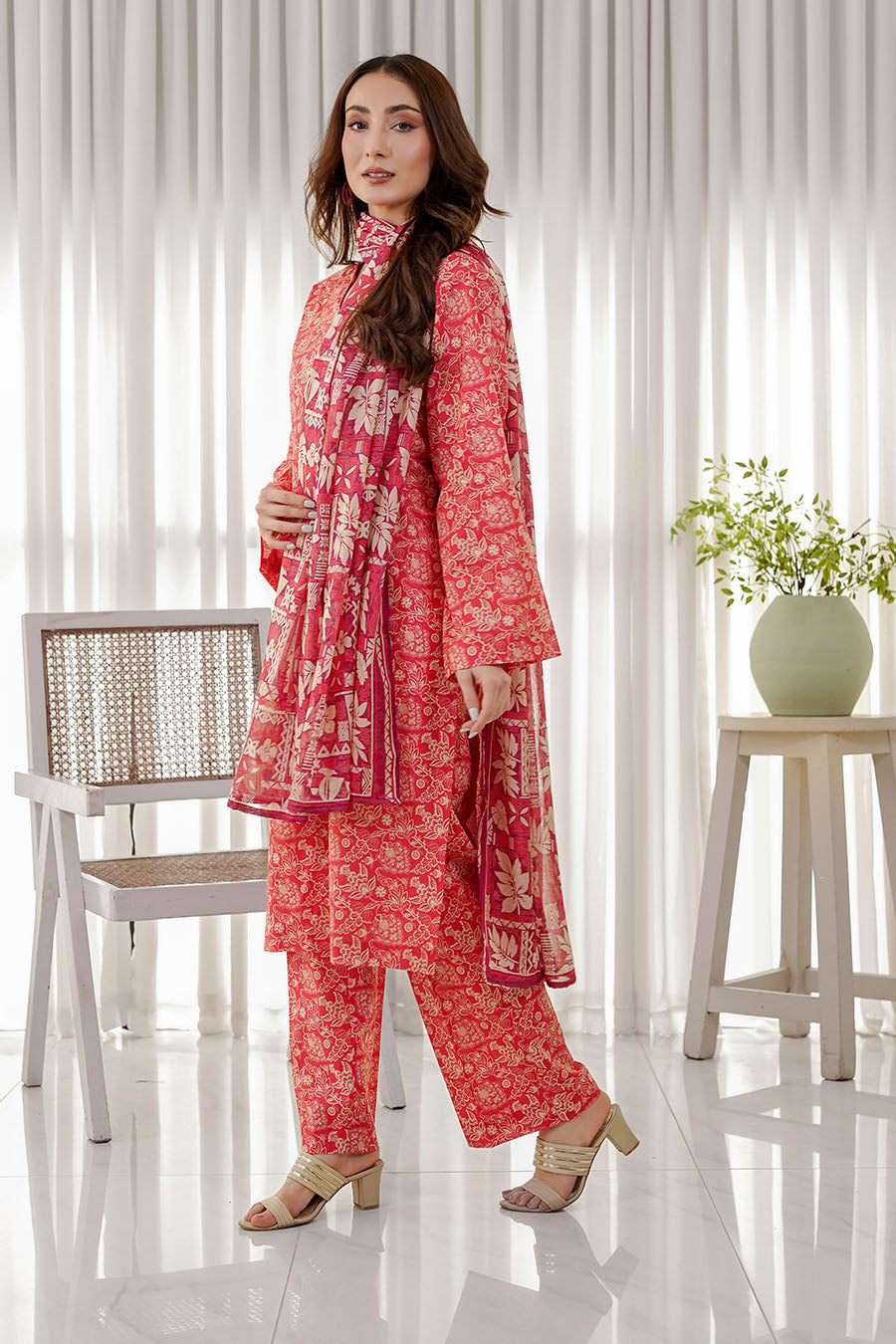 CORAL SUNSET | Stitched 3 pcs | LAWN