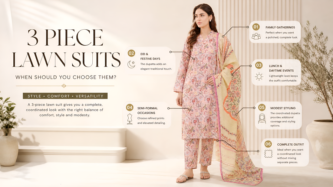3 Piece Lawn Stitched Suits: When Should You Choose Them