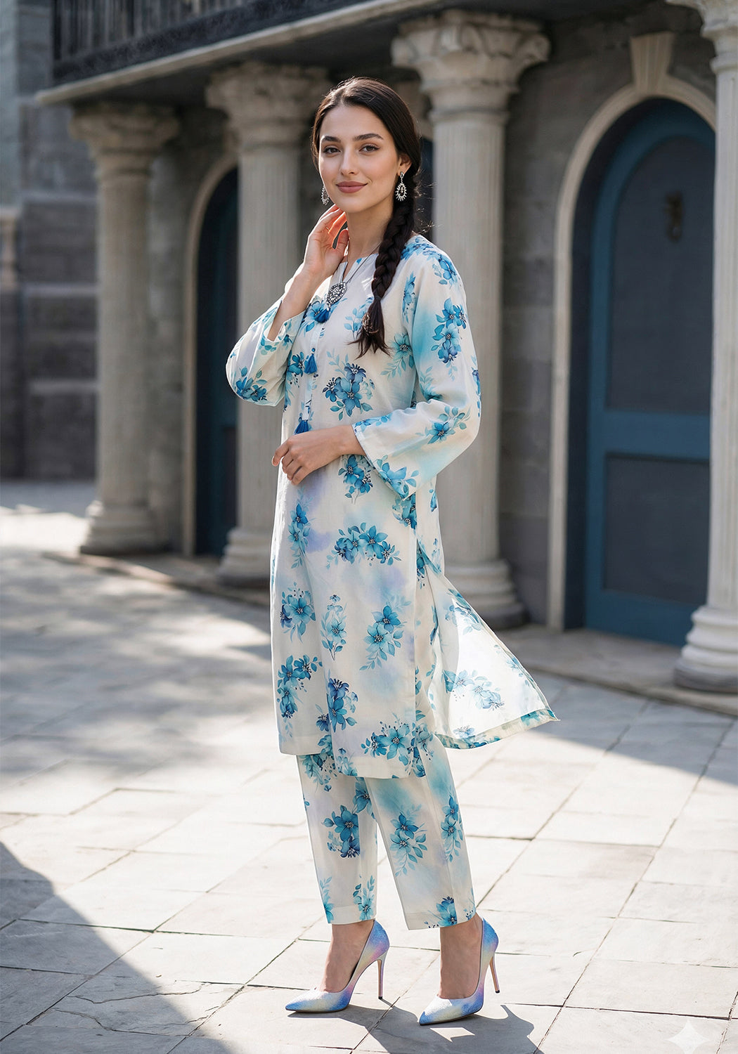 Azure Mist | Stitched 2 PC | Lawn