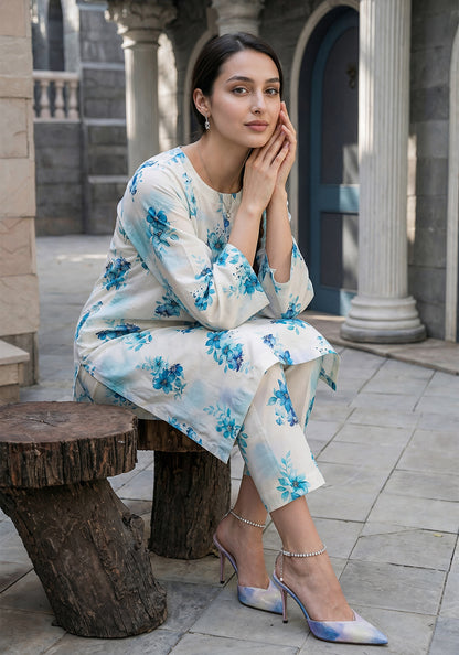 Azure Mist | Stitched 2 PC | Lawn