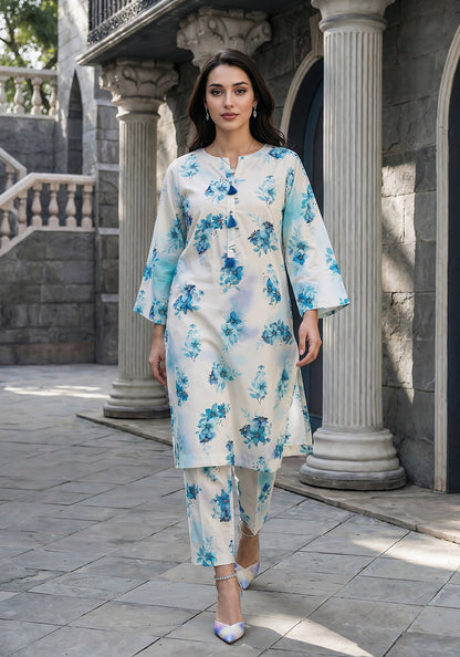 Azure Mist | Stitched 2 PC | Lawn