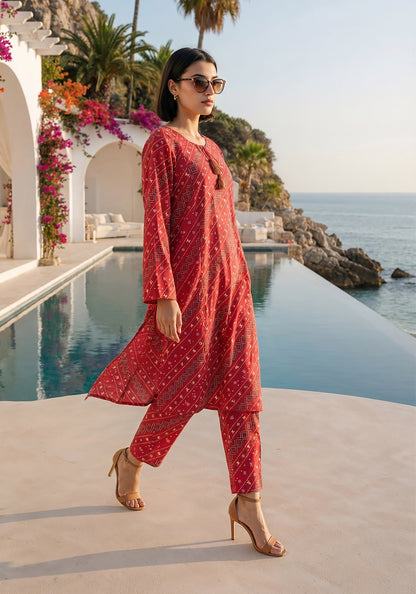 Fuchsia | Stitched  2 PC | Lawn