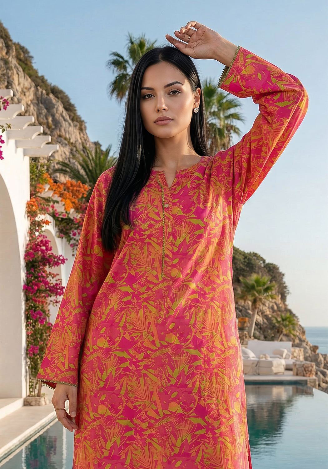 Tropical Sunset | Stitched 2 PC | Lawn