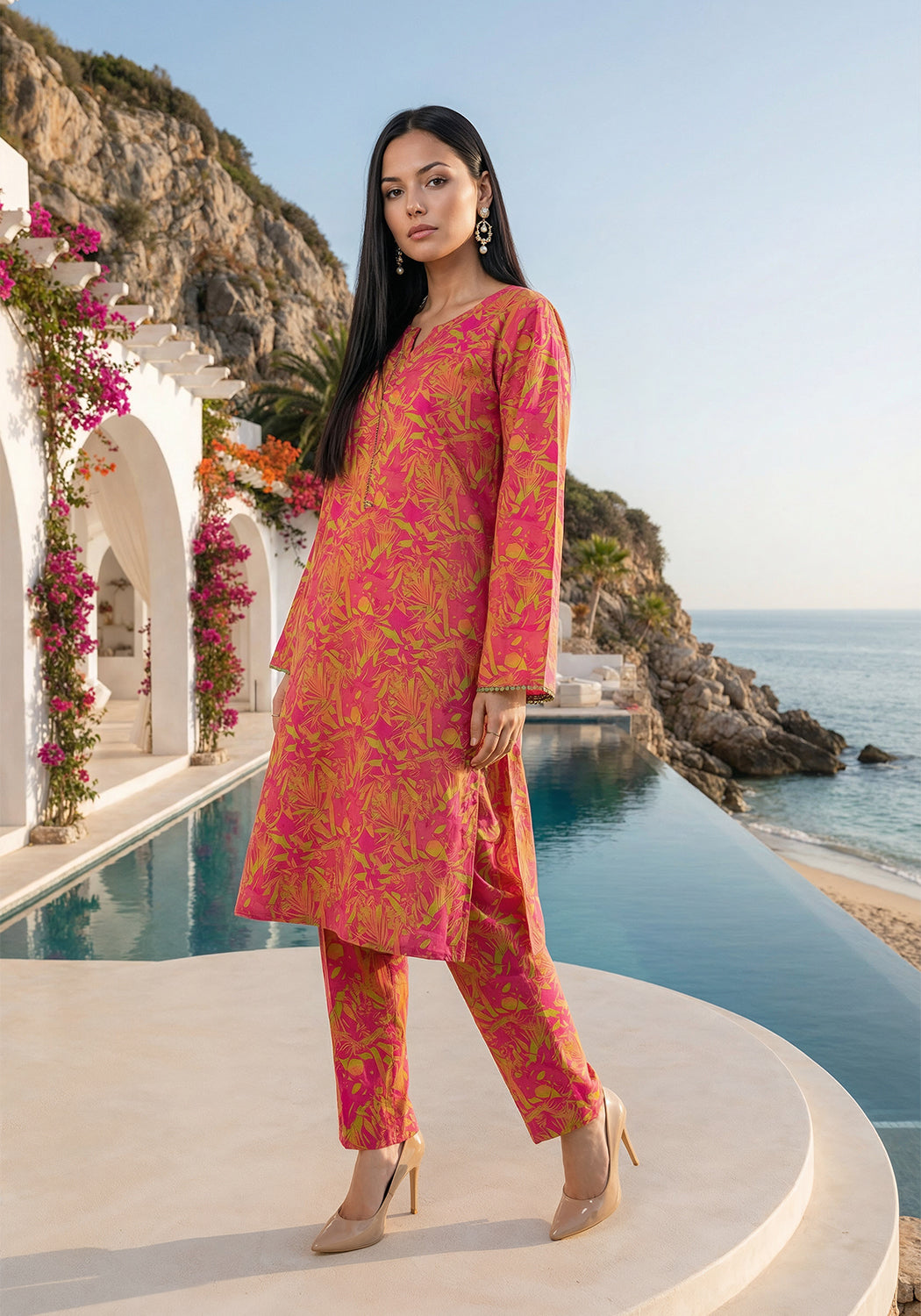 Tropical Sunset | Stitched 2 PC | Lawn