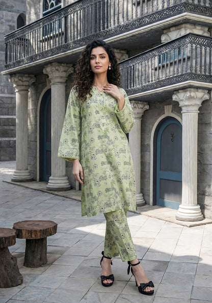 Lime Bloom | Stitched 2 PC | Lawn