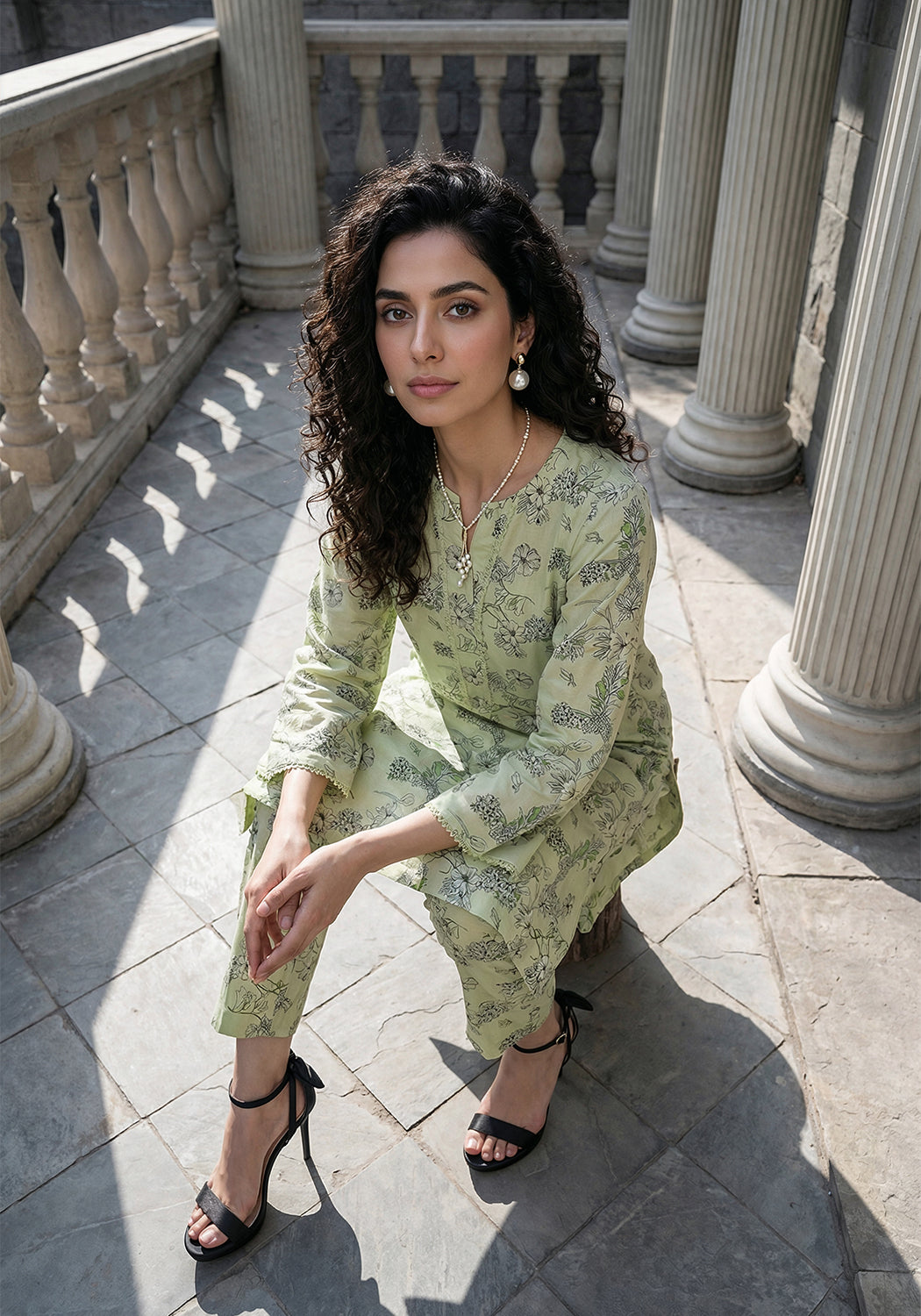 Lime Bloom | Stitched 2 PC | Lawn