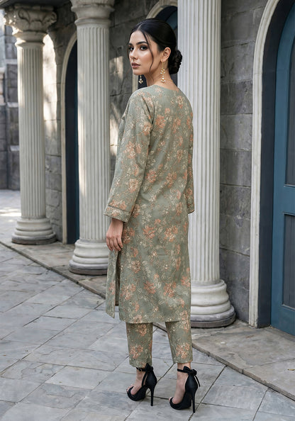 Olive Bloom | Stitched 2 PC | Lawn