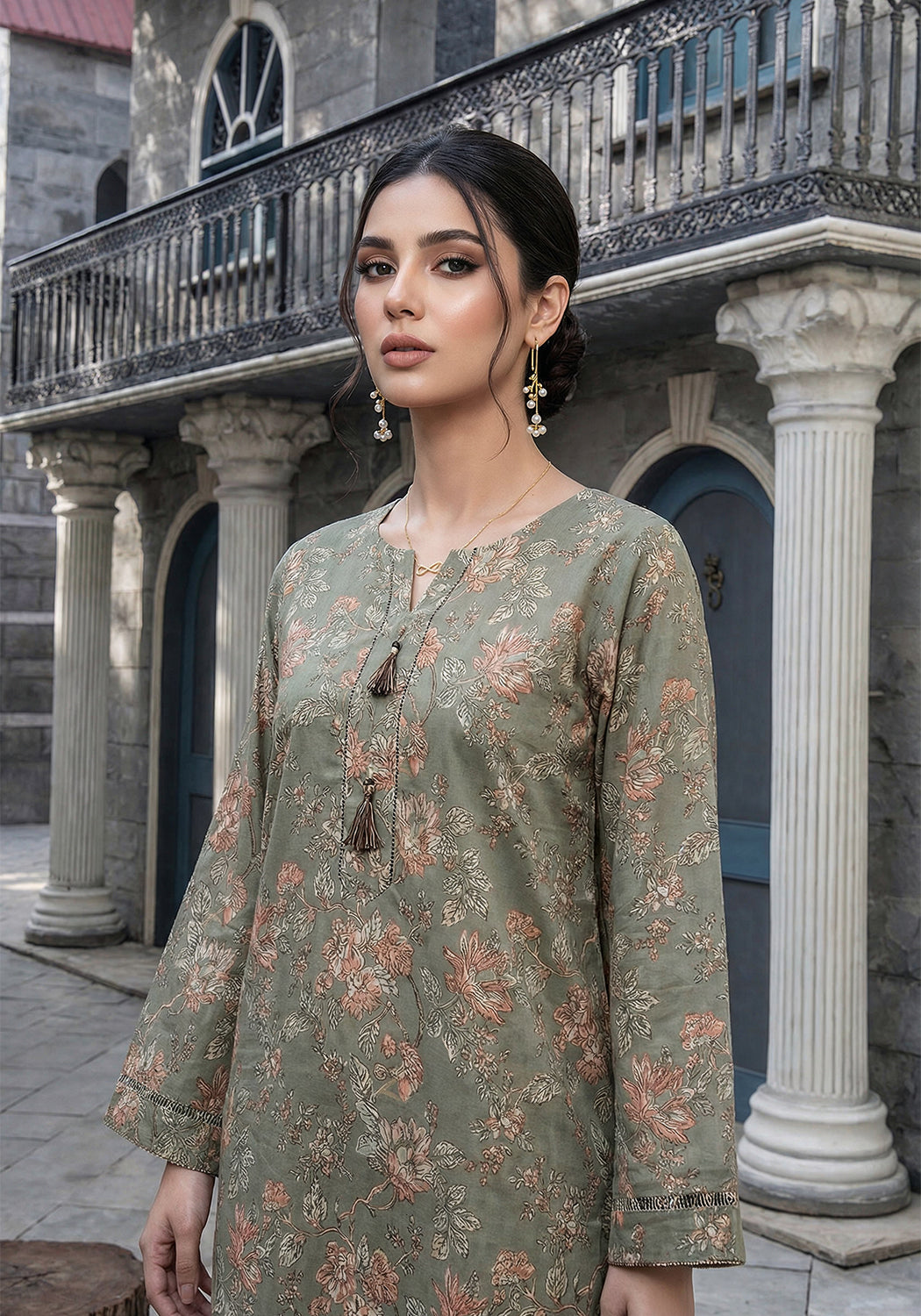 Olive Bloom | Stitched 2 PC | Lawn