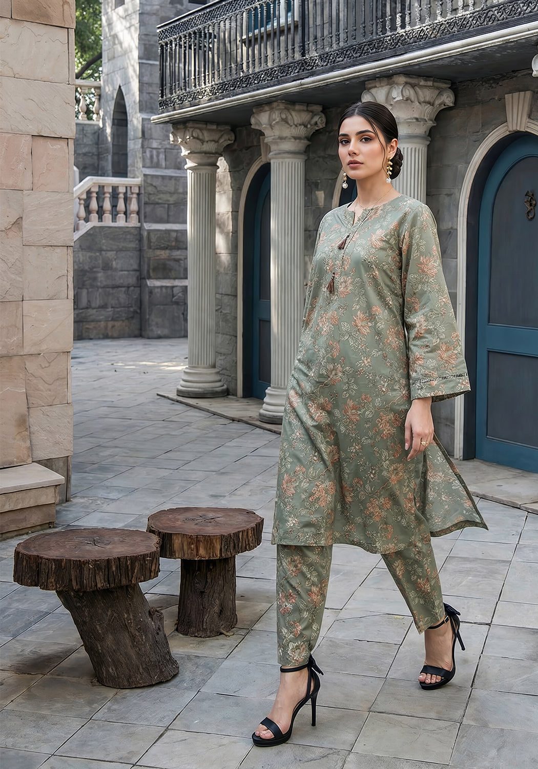 Olive Bloom | Stitched 2 PC | Lawn