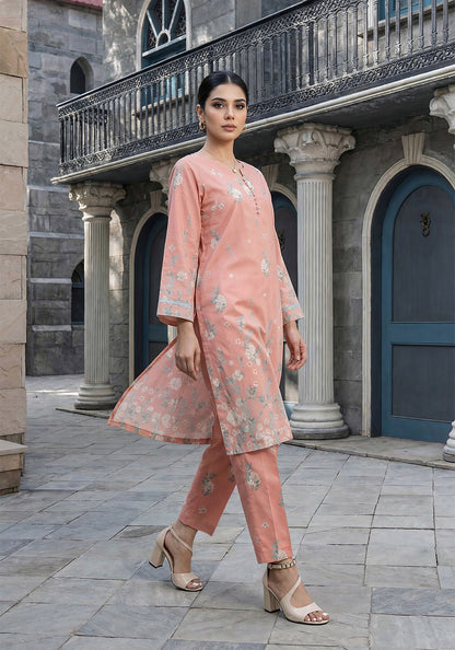 Peach Whisper | Stitched 2 PC | Lawn