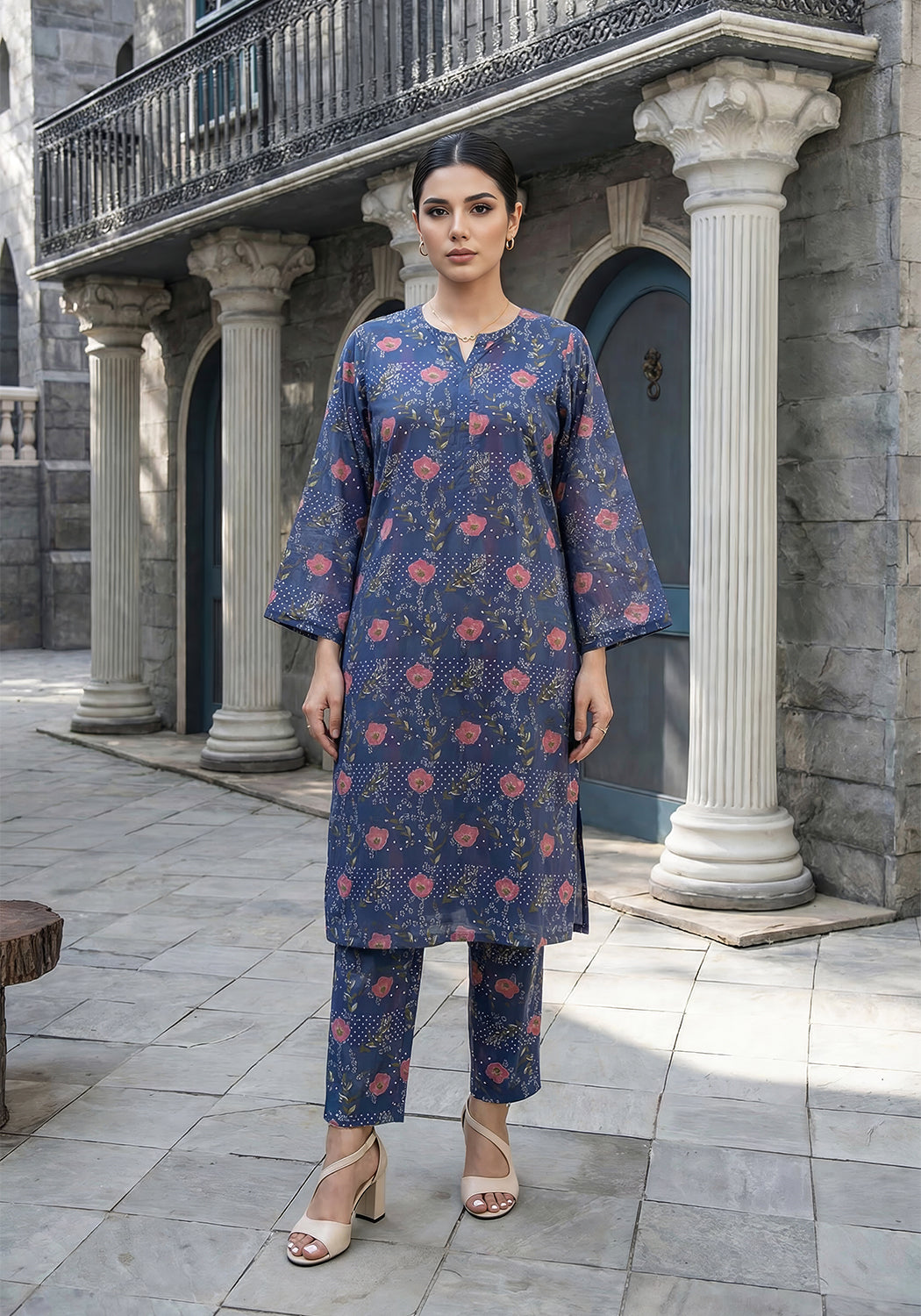 Twilight petals | Stitched 2 PC | Lawn