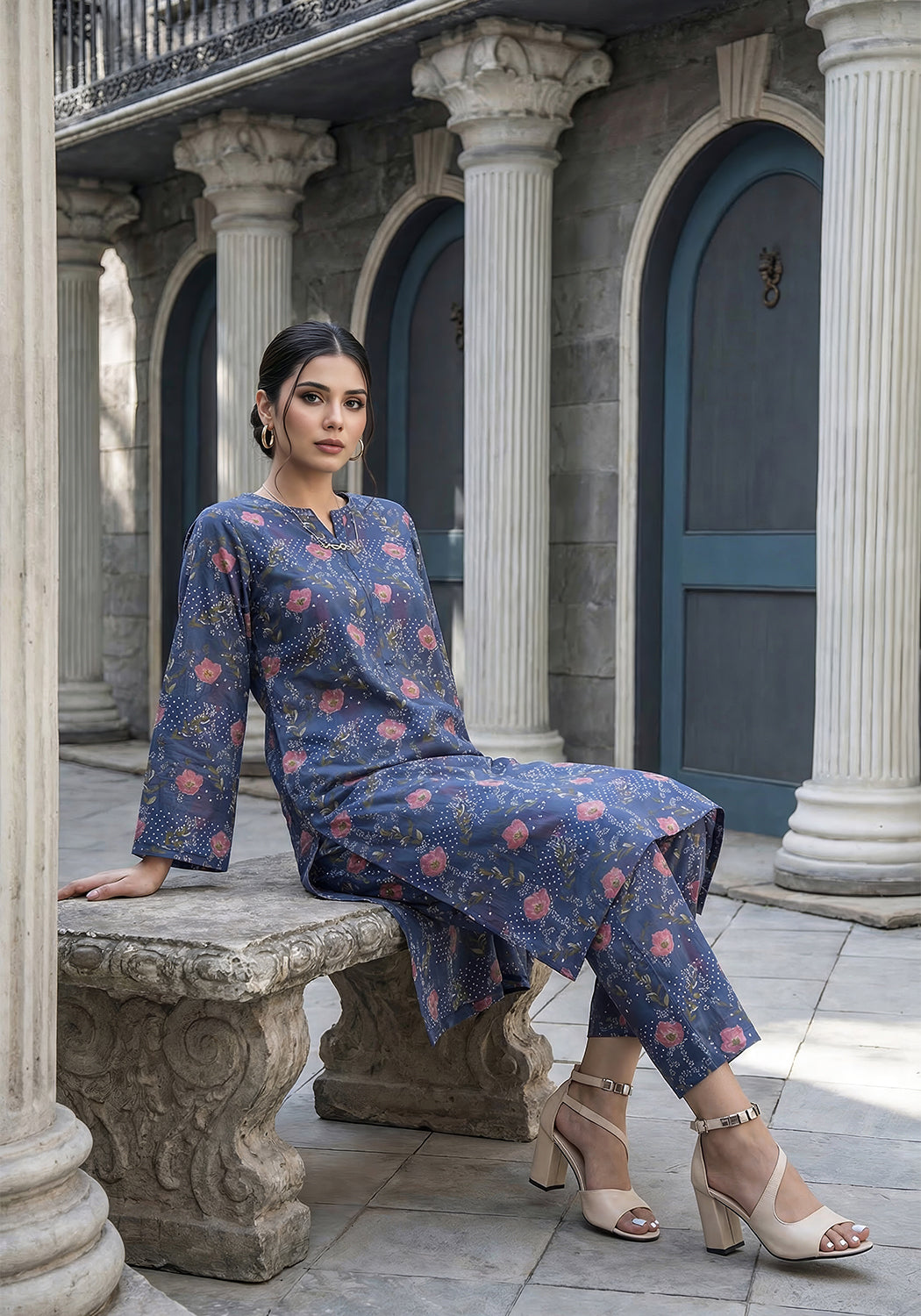 Twilight petals | Stitched 2 PC | Lawn