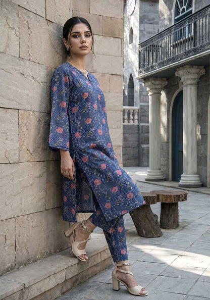 Twilight petals | Stitched 2 PC | Lawn