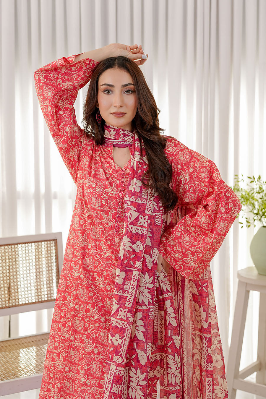 CORAL SUNSET | Stitched 3 pcs | LAWN