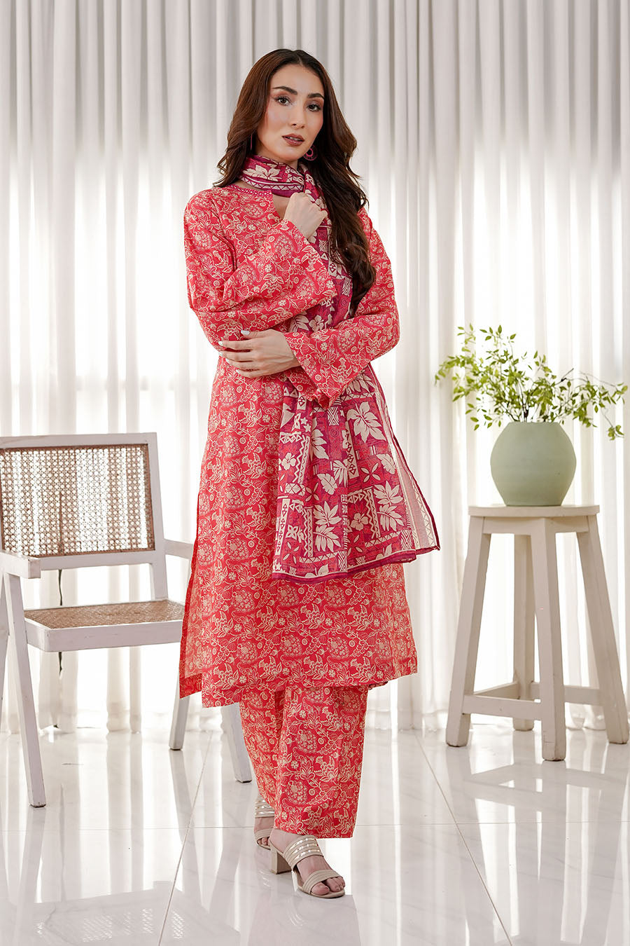 CORAL SUNSET | Stitched 3 pcs | LAWN