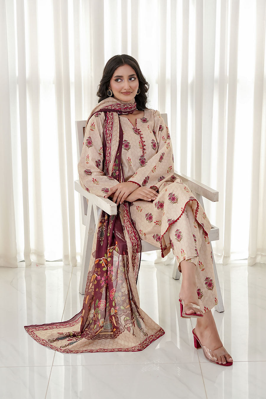 CRIMSON IVORY | Stitched 3 pcs | LAWN