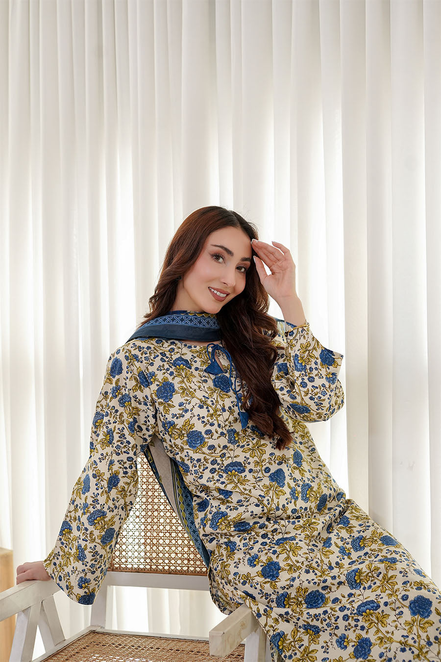 BLUE SERENDE | Stitched 3 pcs | LAWN