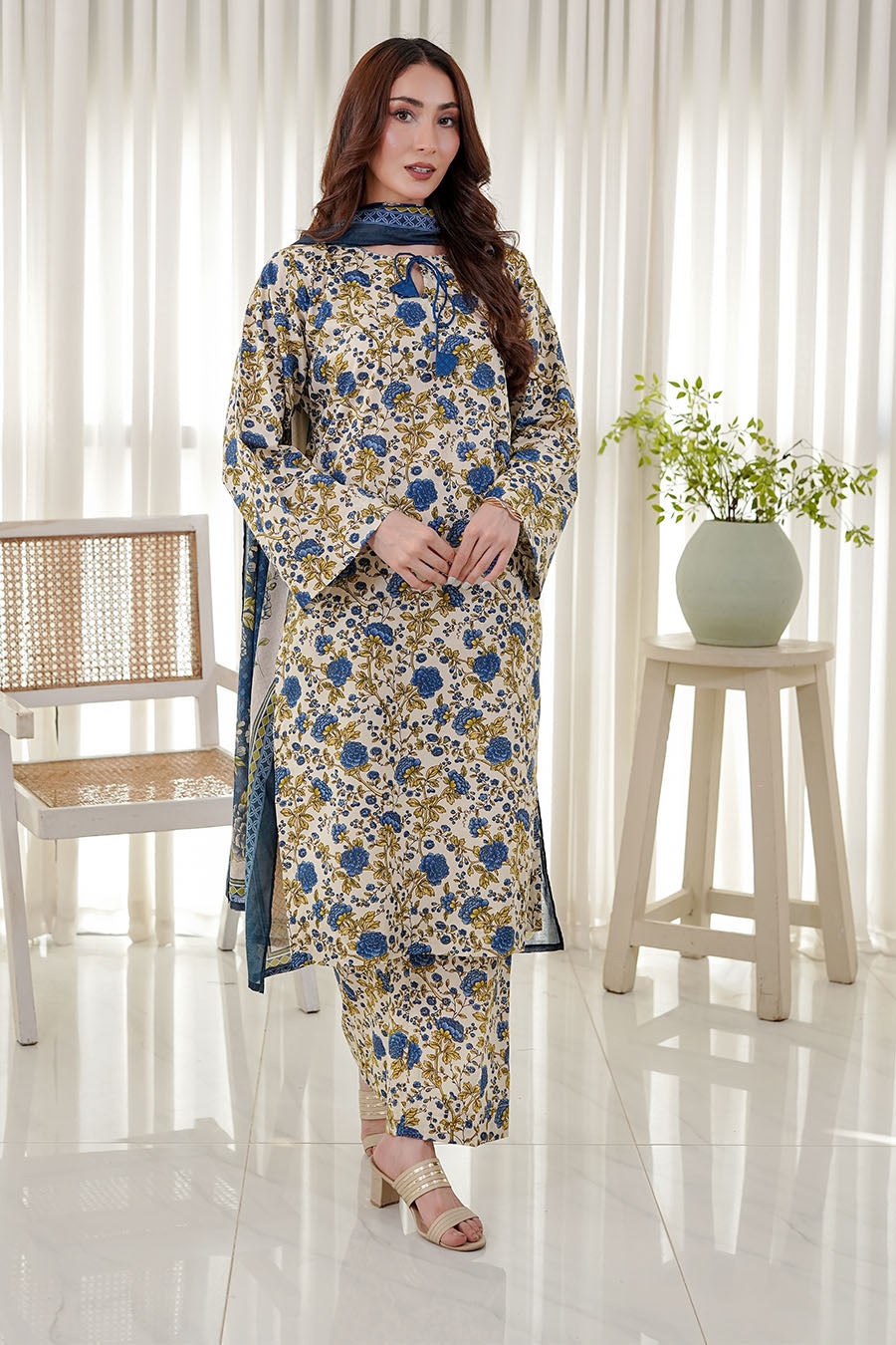 BLUE SERENDE | Stitched 3 pcs | LAWN