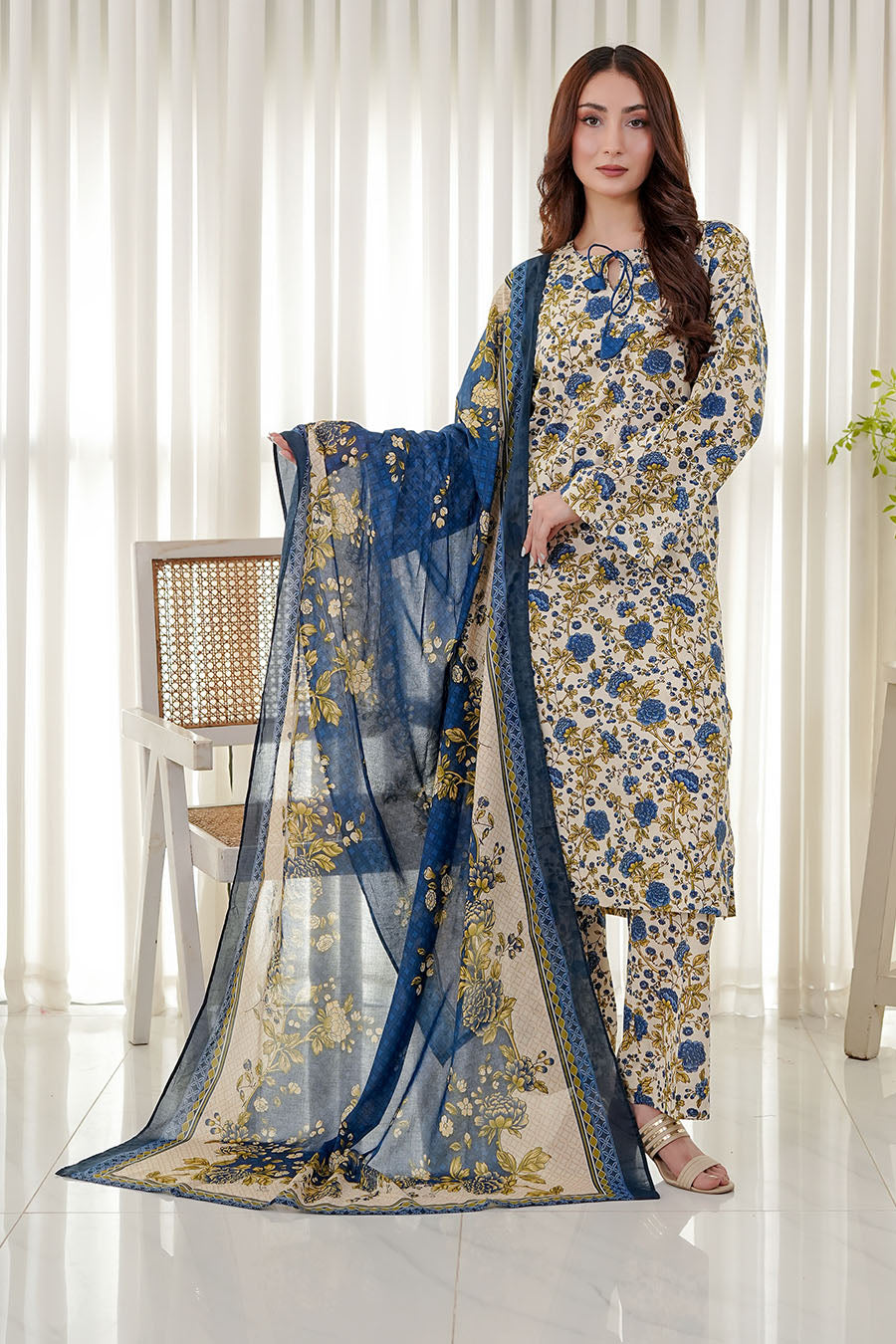 BLUE SERENDE | Stitched 3 pcs | LAWN