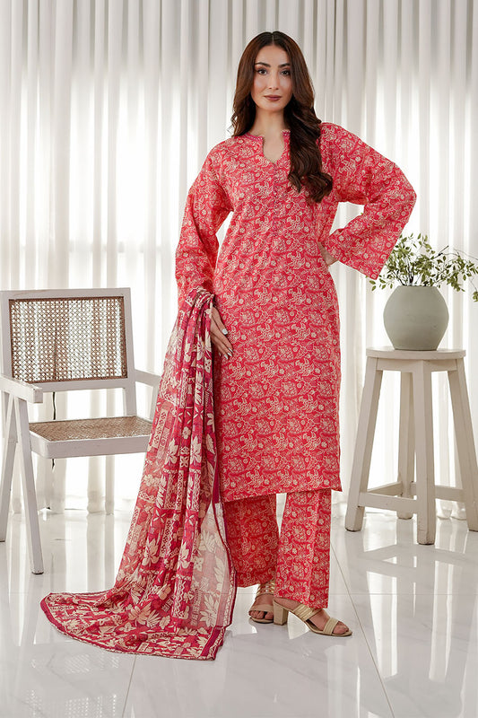 CORAL SUNSET | Stitched 3 pcs | LAWN