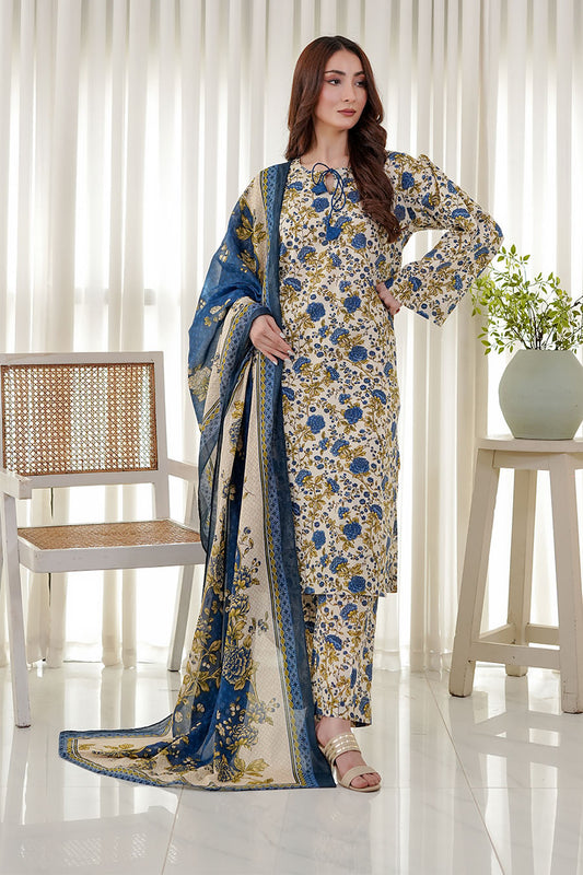 BLUE SERENDE | Stitched 3 pcs | LAWN